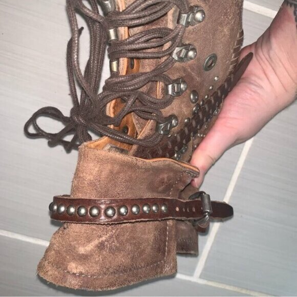 A.S. 98 Brown Studded Leather Boots 36 - Picture 8 of 10